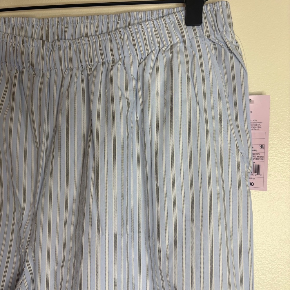 Women's Large Wide Leg‎ Pants Target Blue Striped Tie Detail High Waist New - Picture 5 of 9